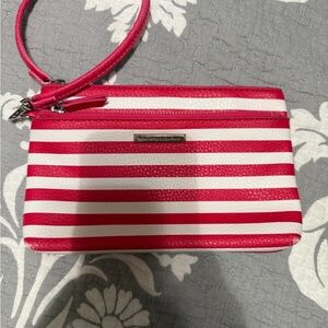 New York and company Striped Wristlet Pouch - Pink & White
